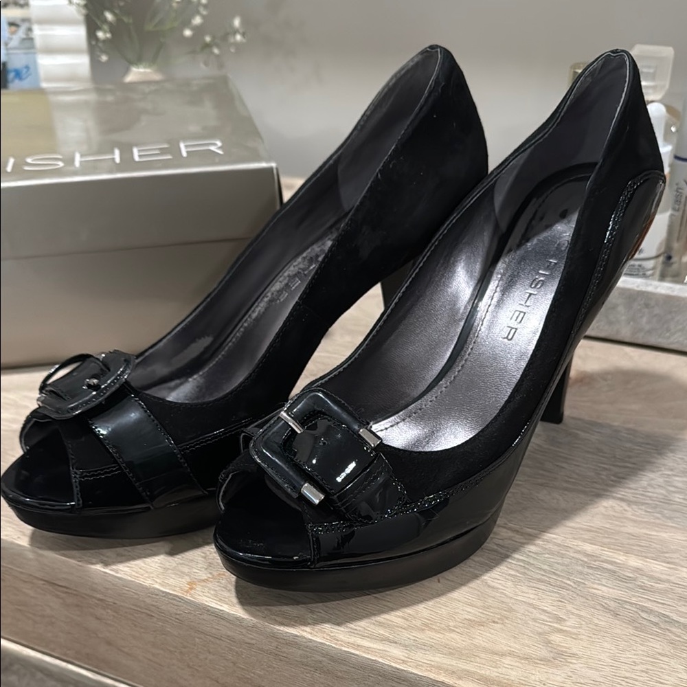 Black Peep Toe Heels